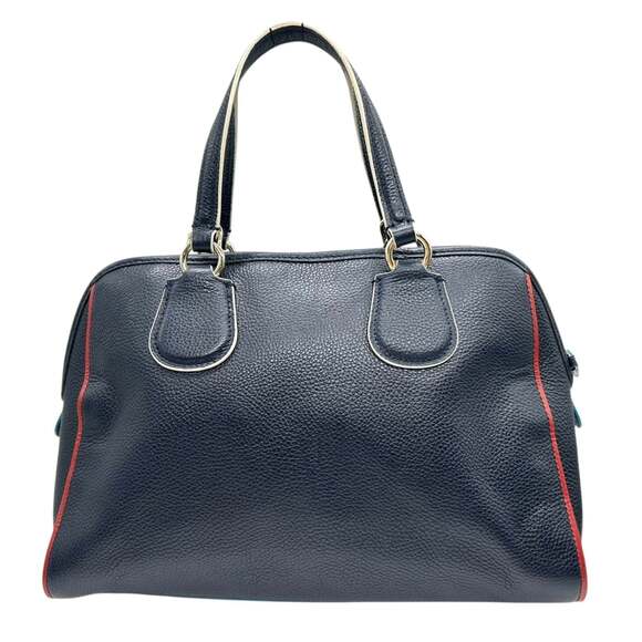 Coach Ace Satchel Handbag/Shoulder Bag in Navy Leather with Neon Yellow and G... - Picture 3 of 16